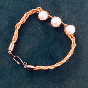 Unique Simple Handmade Medium Large Freshwater Pearls on Braided Gold band
